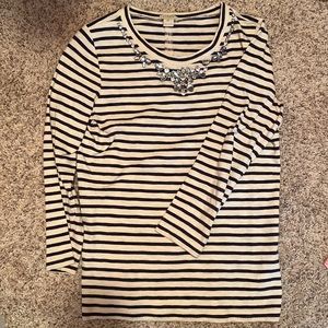 J. Crew striped bedazzled shirt